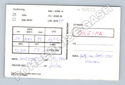 Pohlednice Sedlčany Radioklub Sedlčanské strojírny 1991 (M34553)