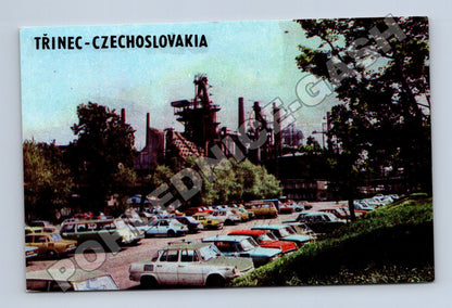 Pohlednice Třinec Železárny s auty 1989 (M34554)