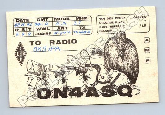 Pohlednice Belgie QSL karta amatérské rádio ON4ASQ 1991 (M34557)