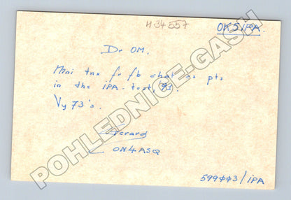 Pohlednice Belgie QSL karta amatérské rádio ON4ASQ 1991 (M34557)
