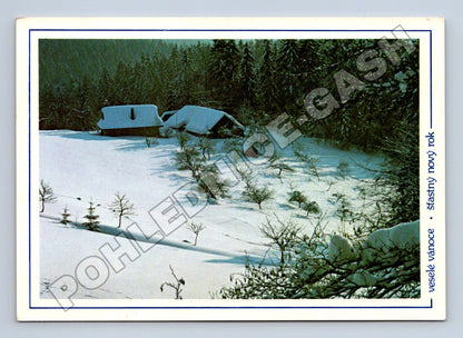 Pohlednice Slovensko zimní krajina veselé vánoce (M34564)