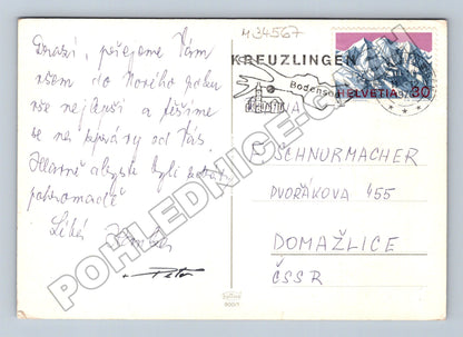 Pohlednice Švýcarsko zasněžený les vánoční a PF (M34567)