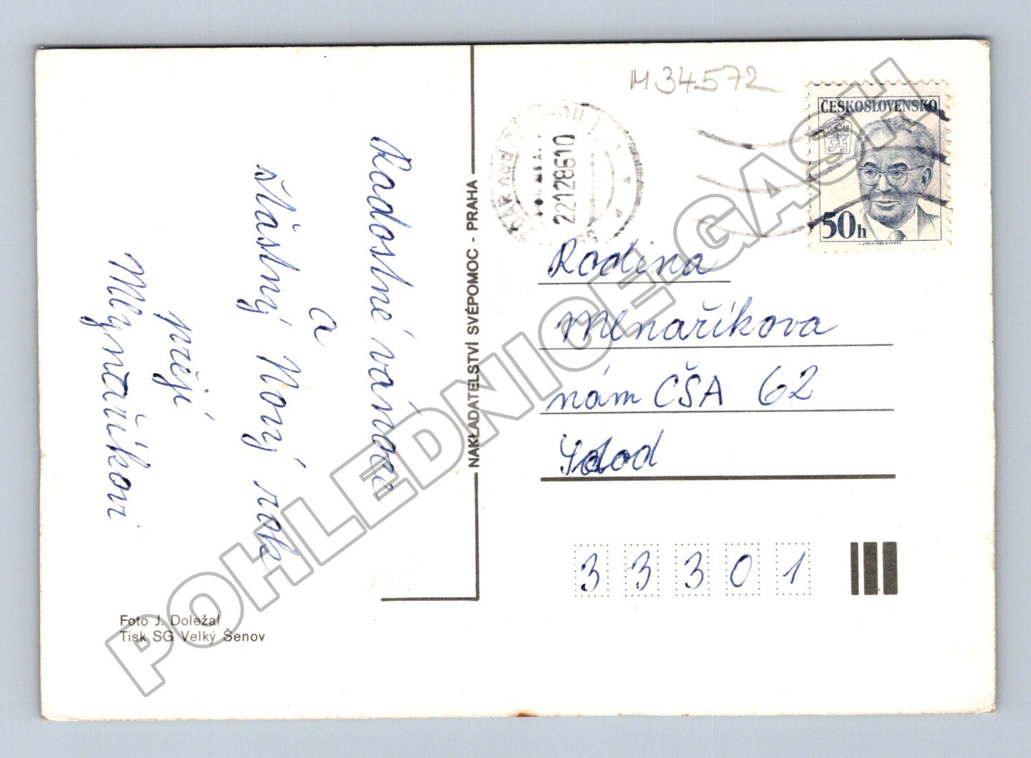 Pohlednice Zimní scéna Radostné Vánoce 1980 (M34572)