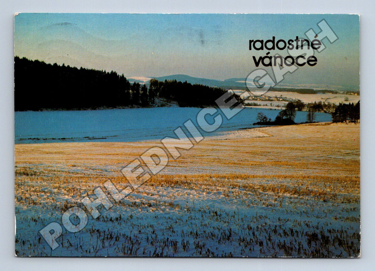 Pohlednice zimní krajina Radostné vánoce 1980 (M34573)