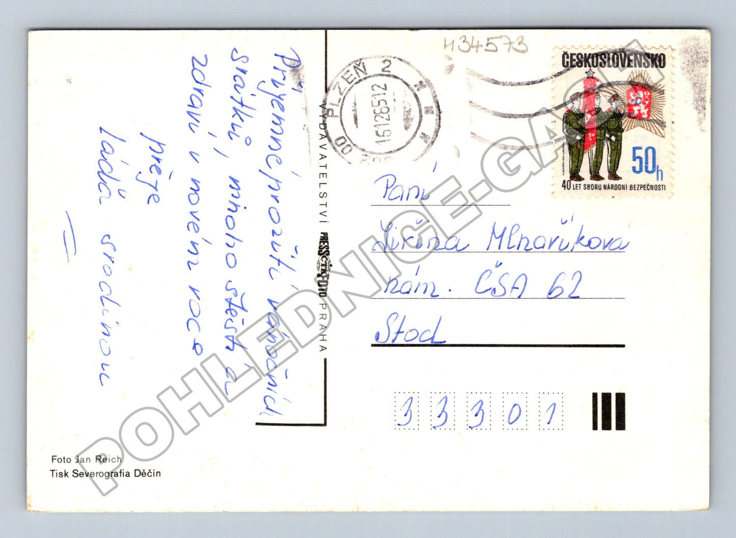 Pohlednice zimní krajina Radostné vánoce 1980 (M34573)