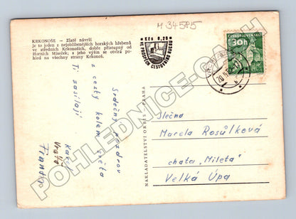 Pohlednice Krkonoše Zlaté návrší zimní krajina 1941 (M34585)