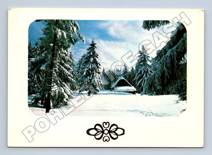 Pohlednice Zimní krajina chata sníh po 1967 (M34586)