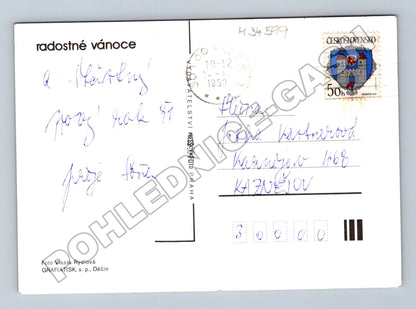 Pohlednice vánoční zátiší 1990 (M34599)