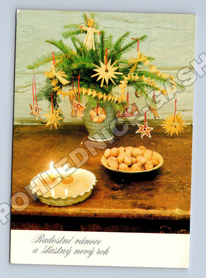 Pohlednice Vánoční stromeček cukroví 1955 (M34601)