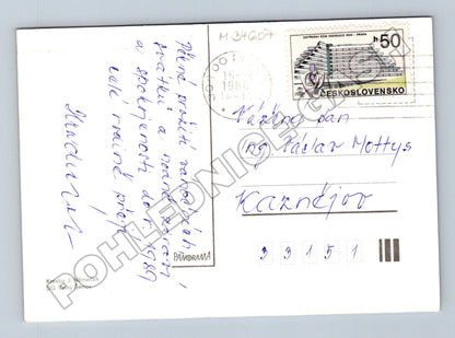 Pohlednice Vánoční s králíkem a psem 1989 (M34607)
