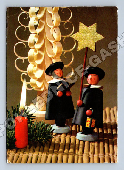 Pohlednice Německo Vánoce loutky hvězda 1967 (M34608)