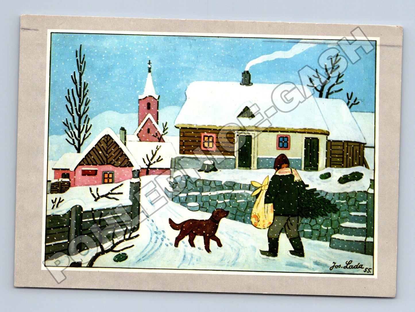 Pohlednice Jos. Lada zimní vesnice 1955 (M34616)