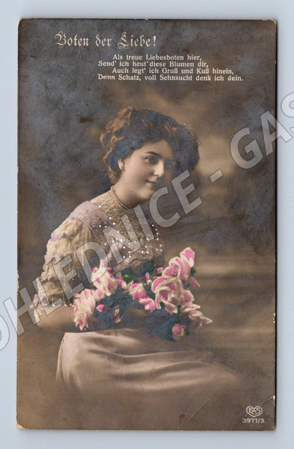 Pohlednice portrét dámy 1925 kolor (M3462)