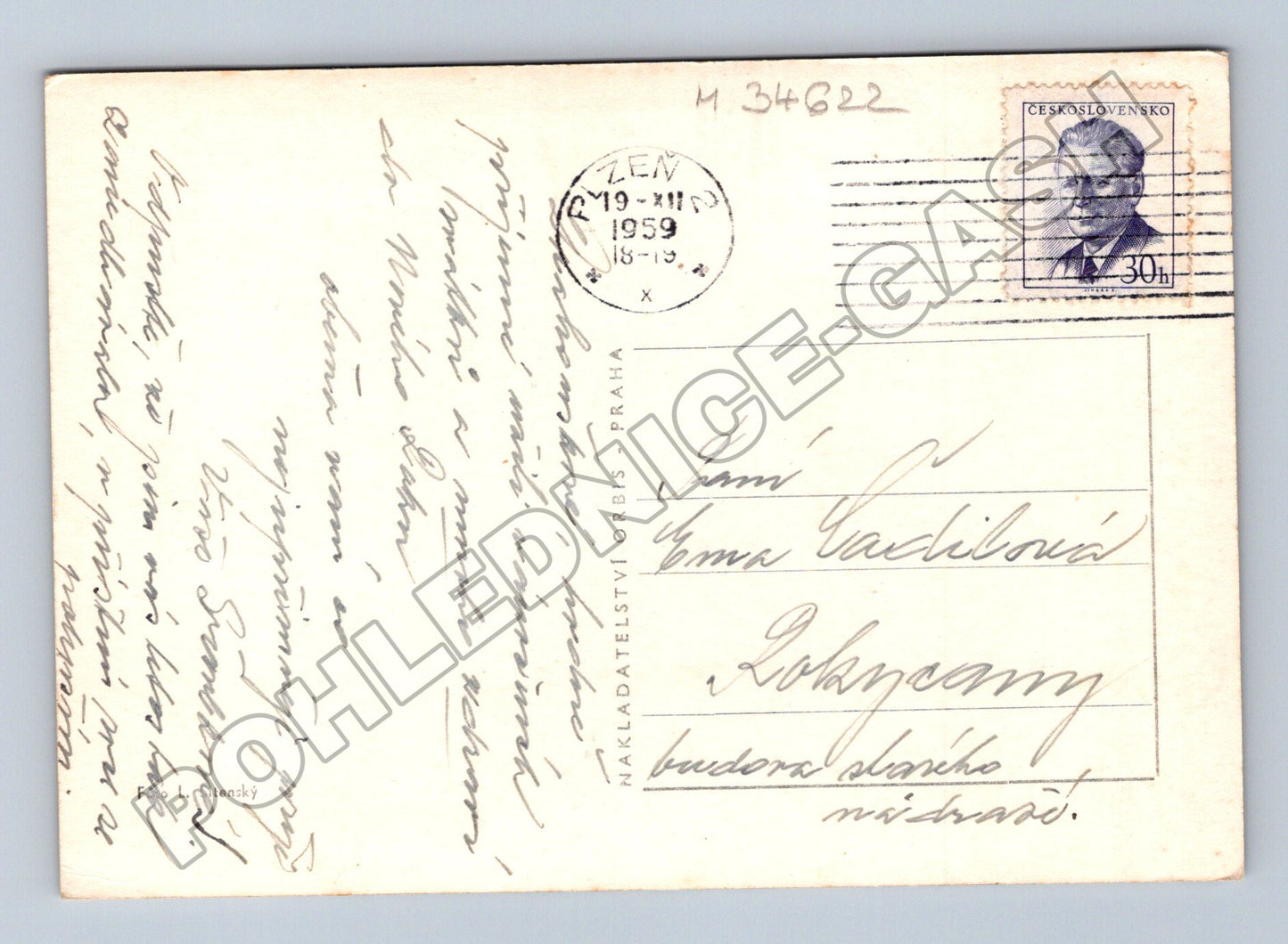Pohlednice zimní krajina Vánoce Nový rok 1959 (M34622)
