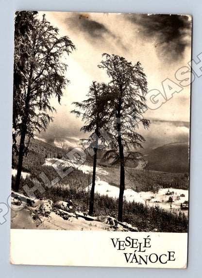 Pohlednice Vánoční zimní krajina Trutnov 1963 (M34623)