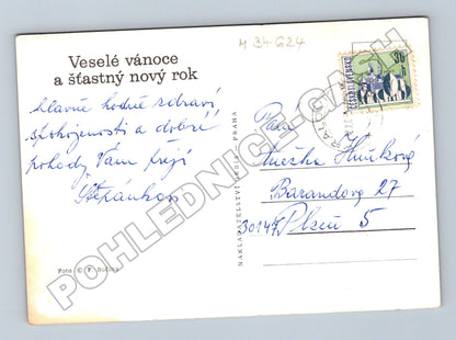 Pohlednice Vánoční zátiší s čajovým servisem a svícny (M34624)