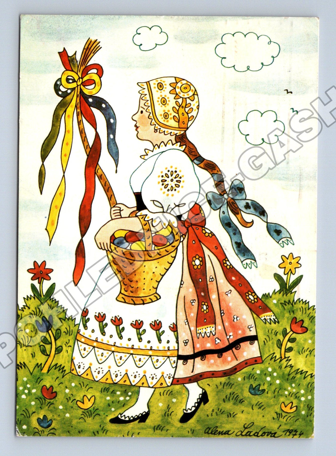 Pohlednice kresba Alena Ladová folklorní motiv 1988 (M34630)