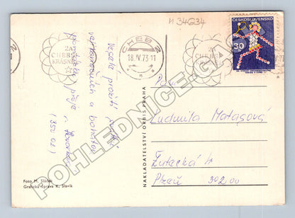 Pohlednice Velikonoce dětská postava ve věnci 1973 (M34634)