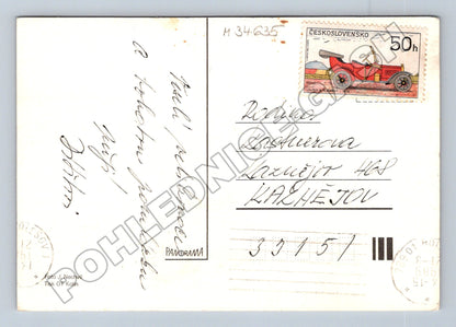 Pohlednice Veselé Velikonoce s kraslicí a figurkou 197x (M34635)