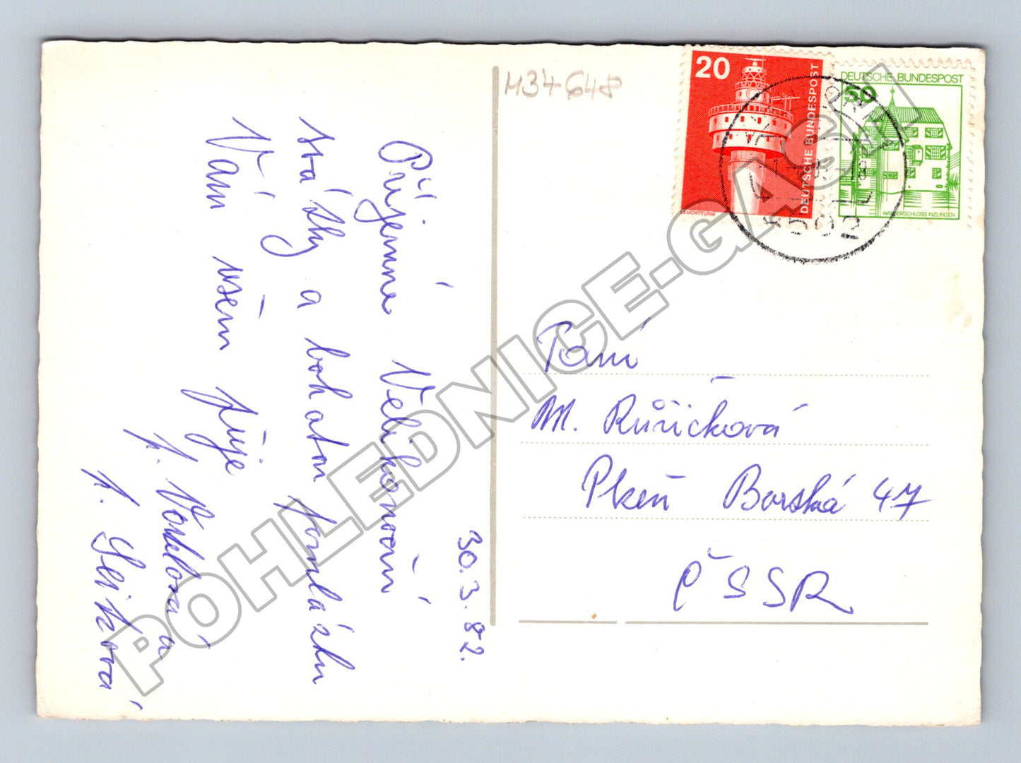 Pohlednice Velikonoční motiv zajíček vejce 1982 (M34648)