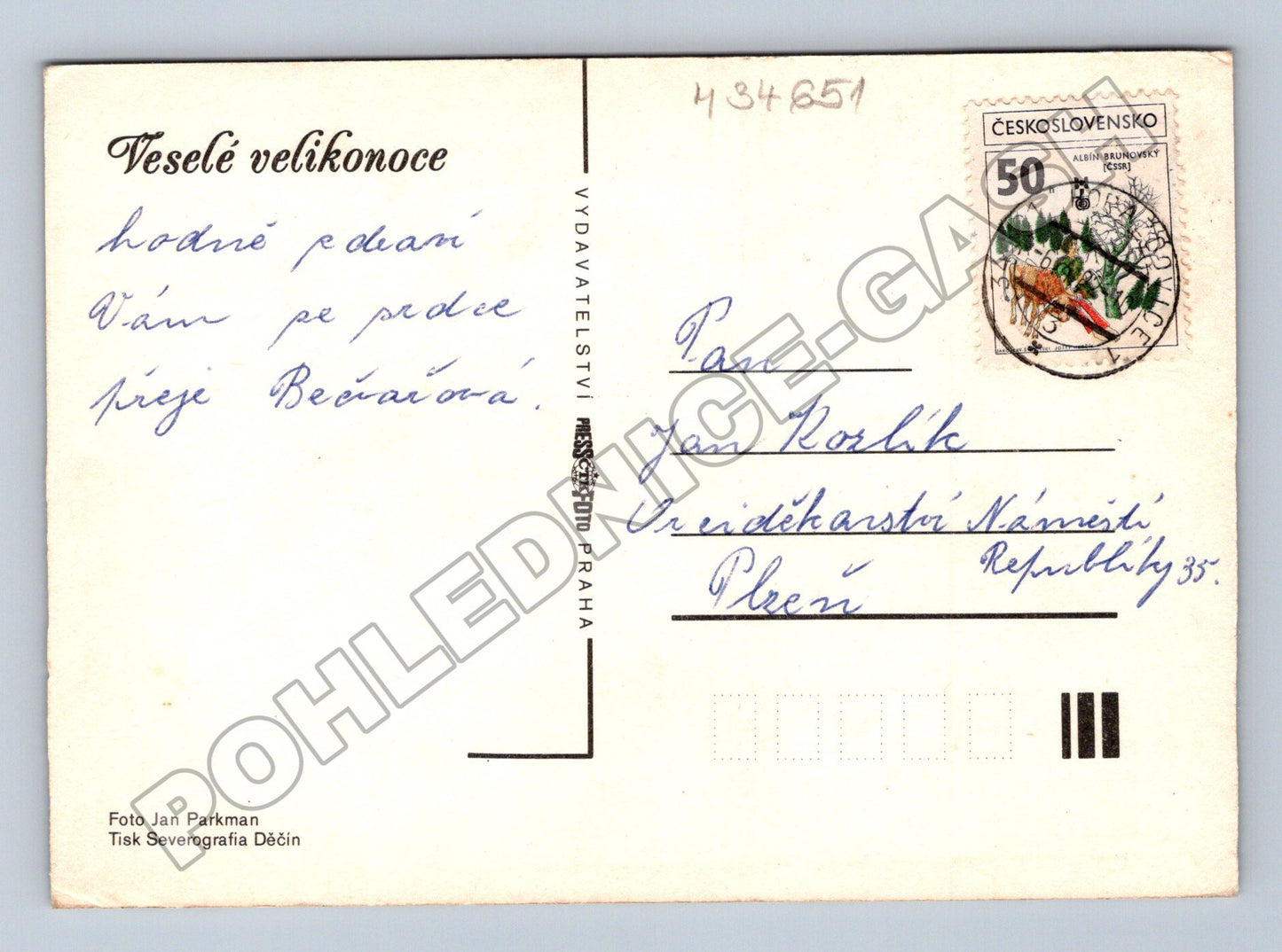 Pohlednice velikonoční kočičky a vejce (M34651)
