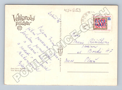 Pohlednice Velikonoční vajíčka kočičky 1974 (M34653)