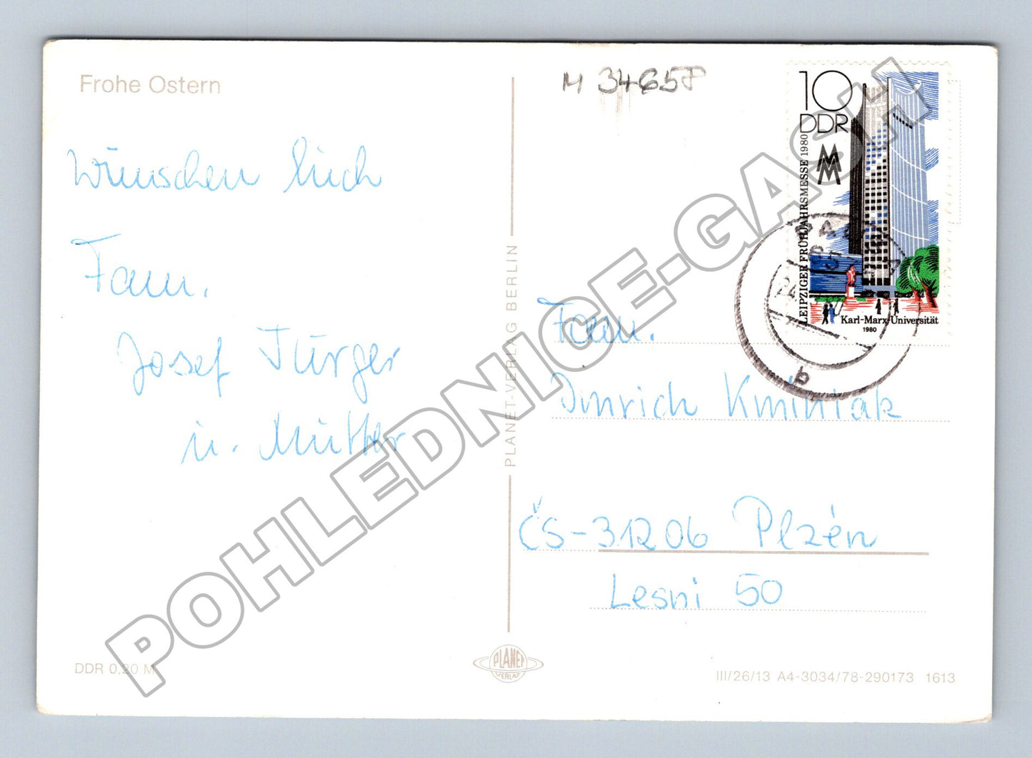 Pohlednice Velikonoce barevná vajíčka 1980 (M34658)