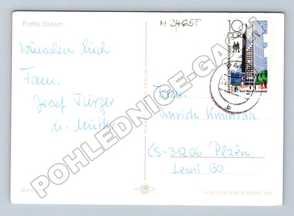 Pohlednice Velikonoce barevná vajíčka 1980 (M34658)