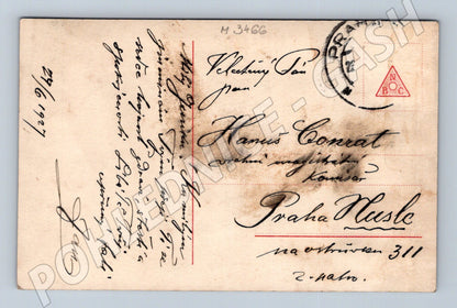 Pohlednice ženy v parku Praha 1907 (M3466)