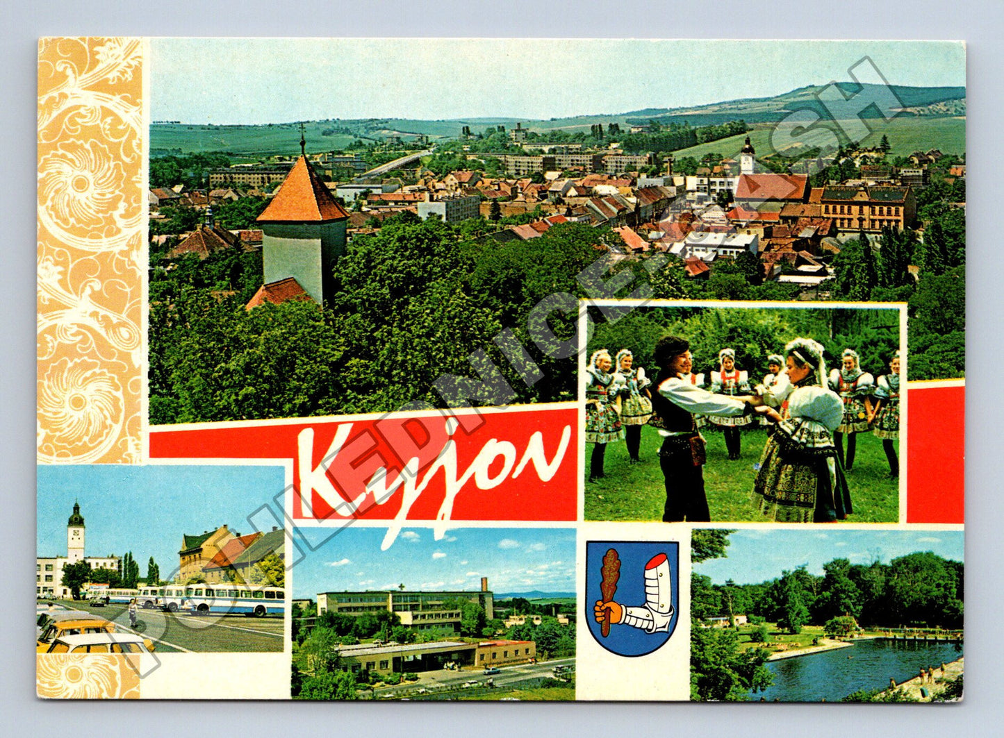 Pohlednice Kyjov celkový pohled a kroje (M34662)