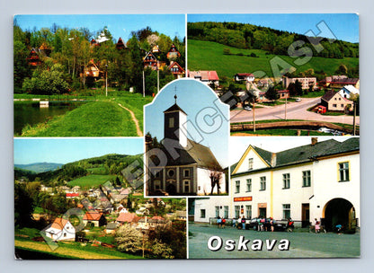 Pohlednice Oskava pohledy obce a kostel (M34668)