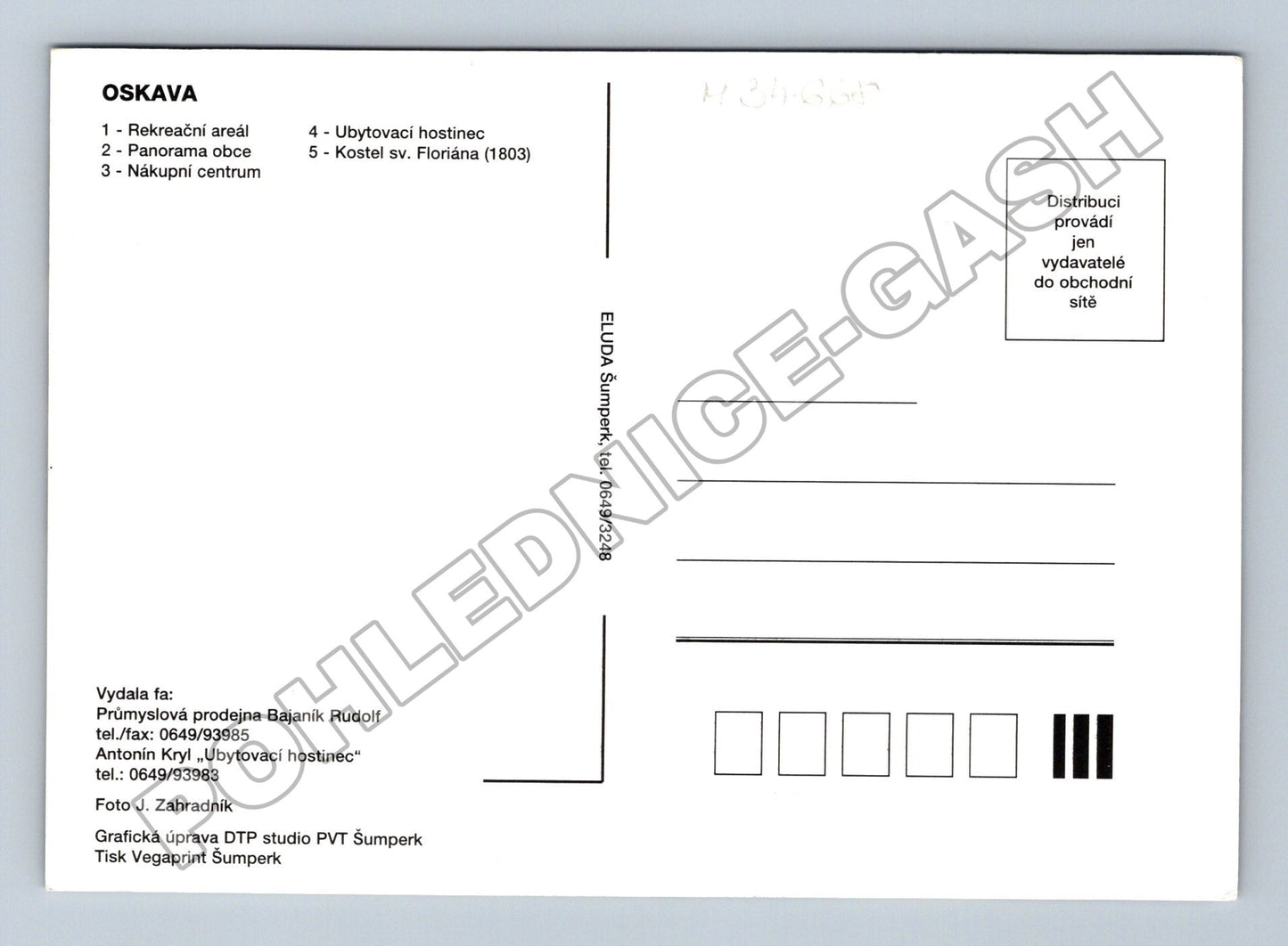 Pohlednice Oskava pohledy obce a kostel (M34668)