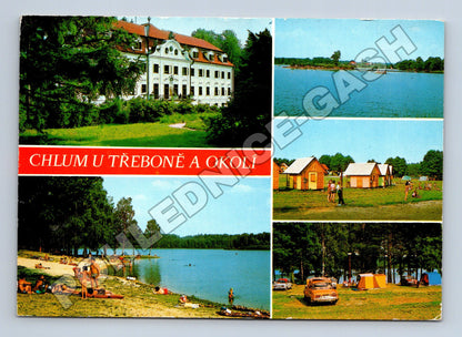 Pohlednice Chlum u Třeboně zámek rybník pláž kemp (M34669)