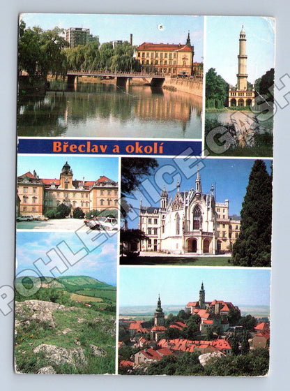 Pohlednice Břeclav a okolí koláž památek a krajiny 1988 (M34681)