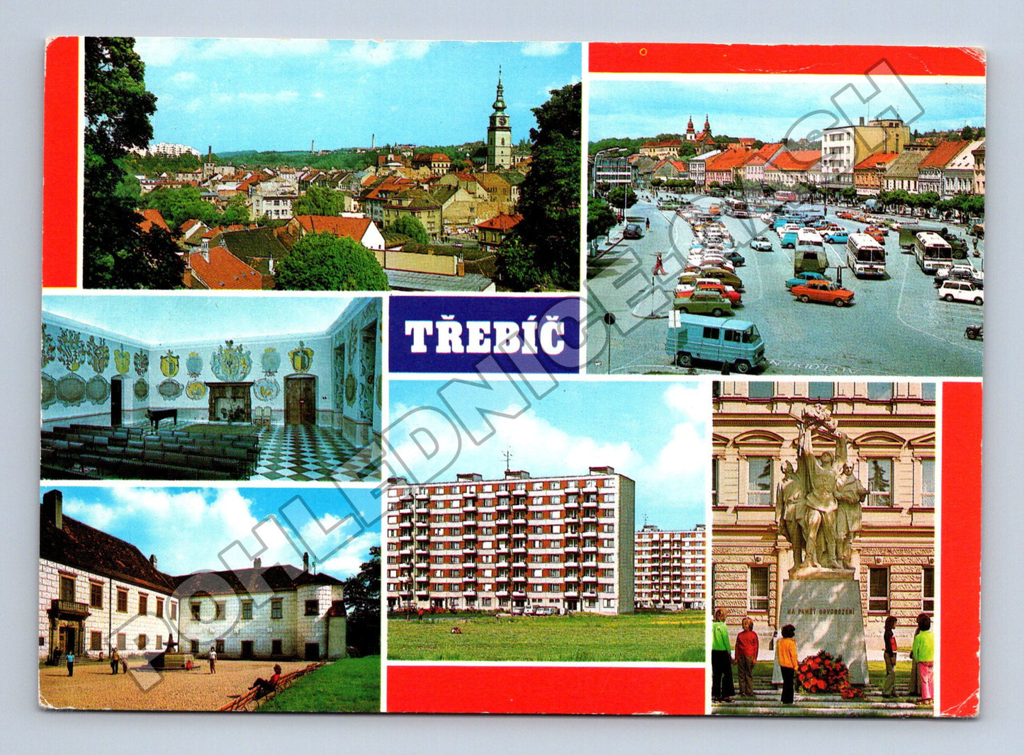 Pohlednice Třebíč koláž město památky 1979 (M34682)