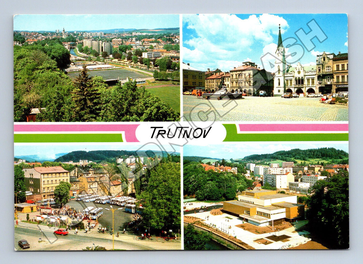 Pohlednice Trutnov panorama náměstí autobusové nádraží (M34683)
