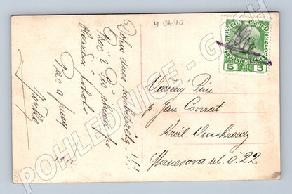 Pohlednice dáma u stolu 1912 (M3470)