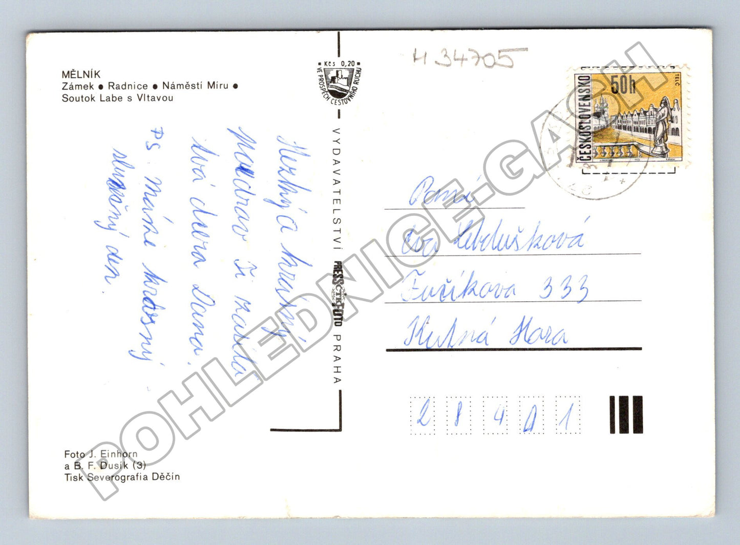 Pohlednice Mělník soubor 5x pohled 1970s (M34705)