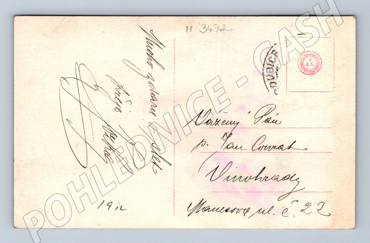 Pohlednice žena u psacího stolu 1912 (M3472)