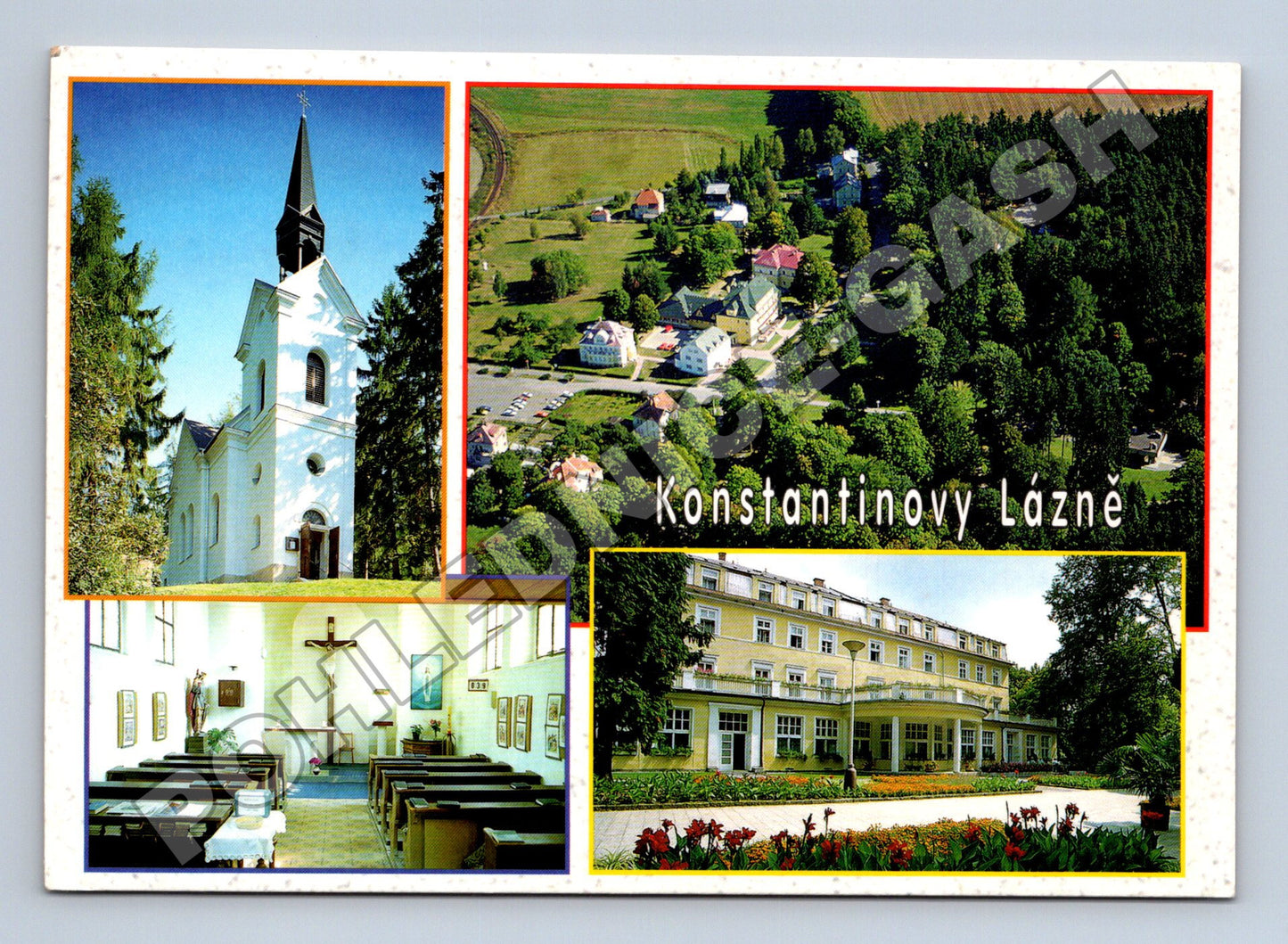 Pohlednice Konstantinovy Lázně letecký pohled kaple (M34728)