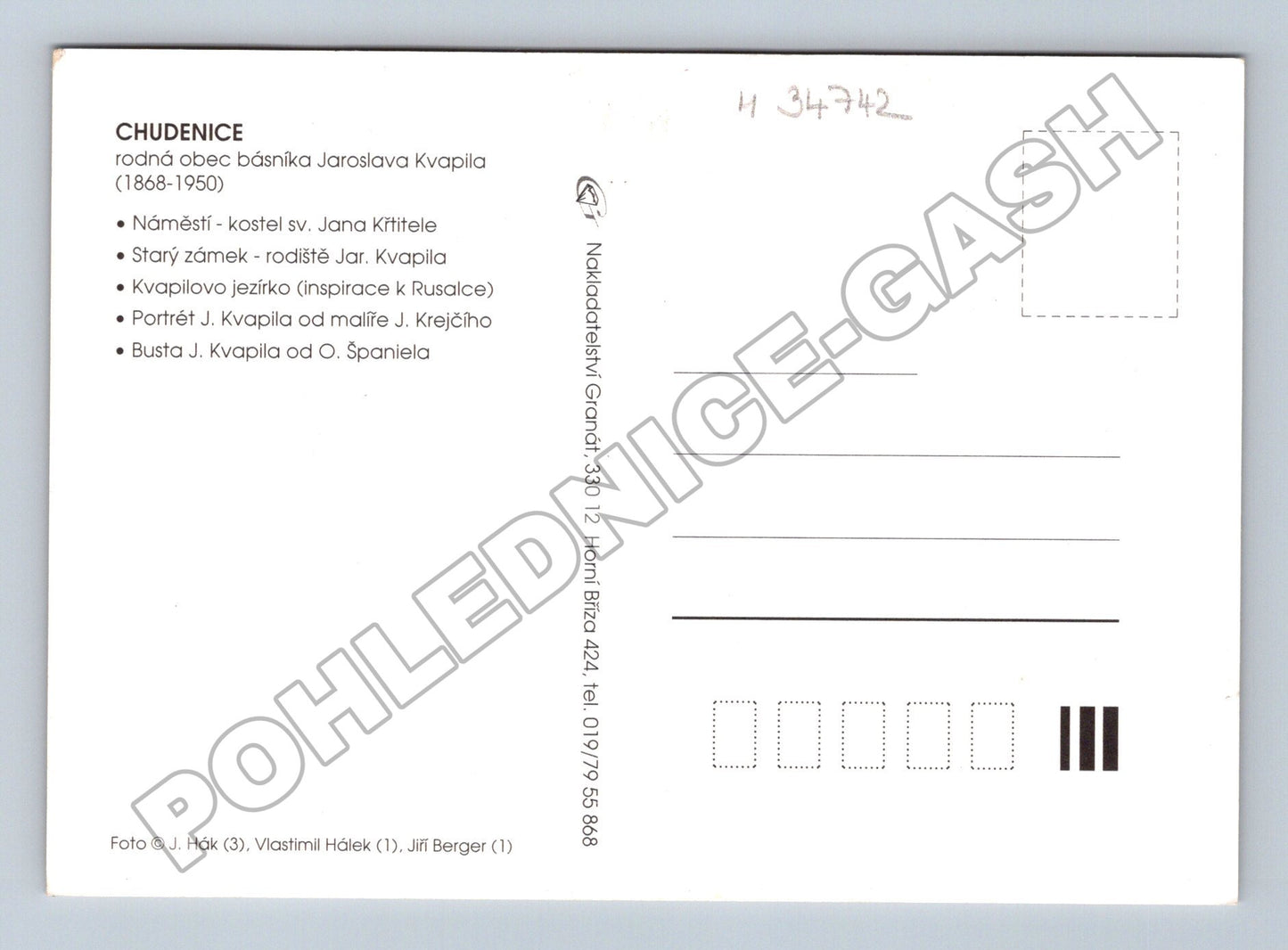 Pohlednice Chudenice pocta Jaroslavu Kvapilovi (M34742)