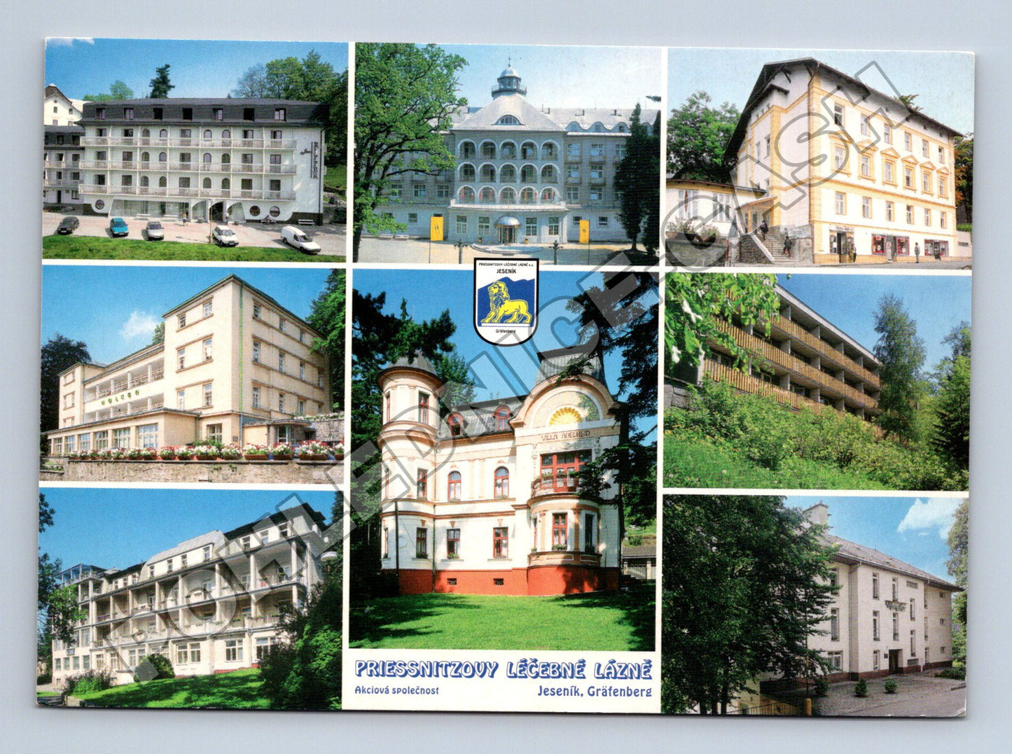 Pohlednice Jeseník lázně různé budovy 1998 (M34751)