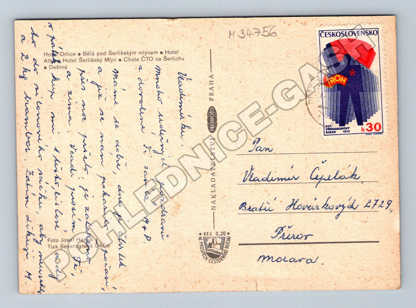 Pohlednice Orlické hory Deštné koláž 1972 (M34756)