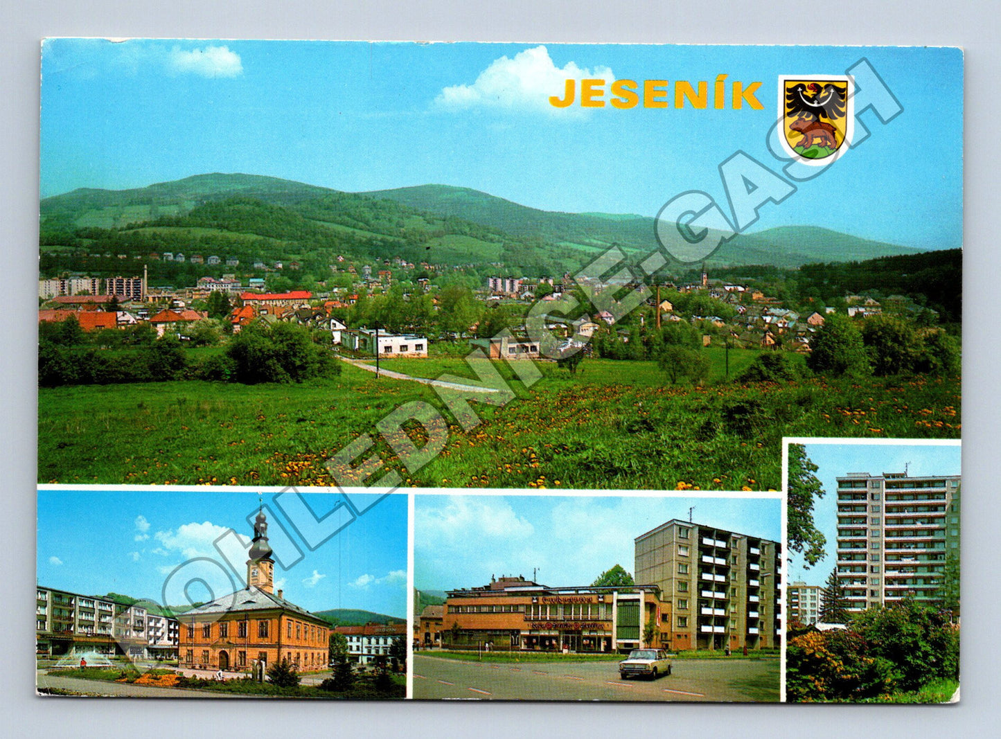 Pohlednice Jeseník celkový pohled náměstí 1981 (M34760)