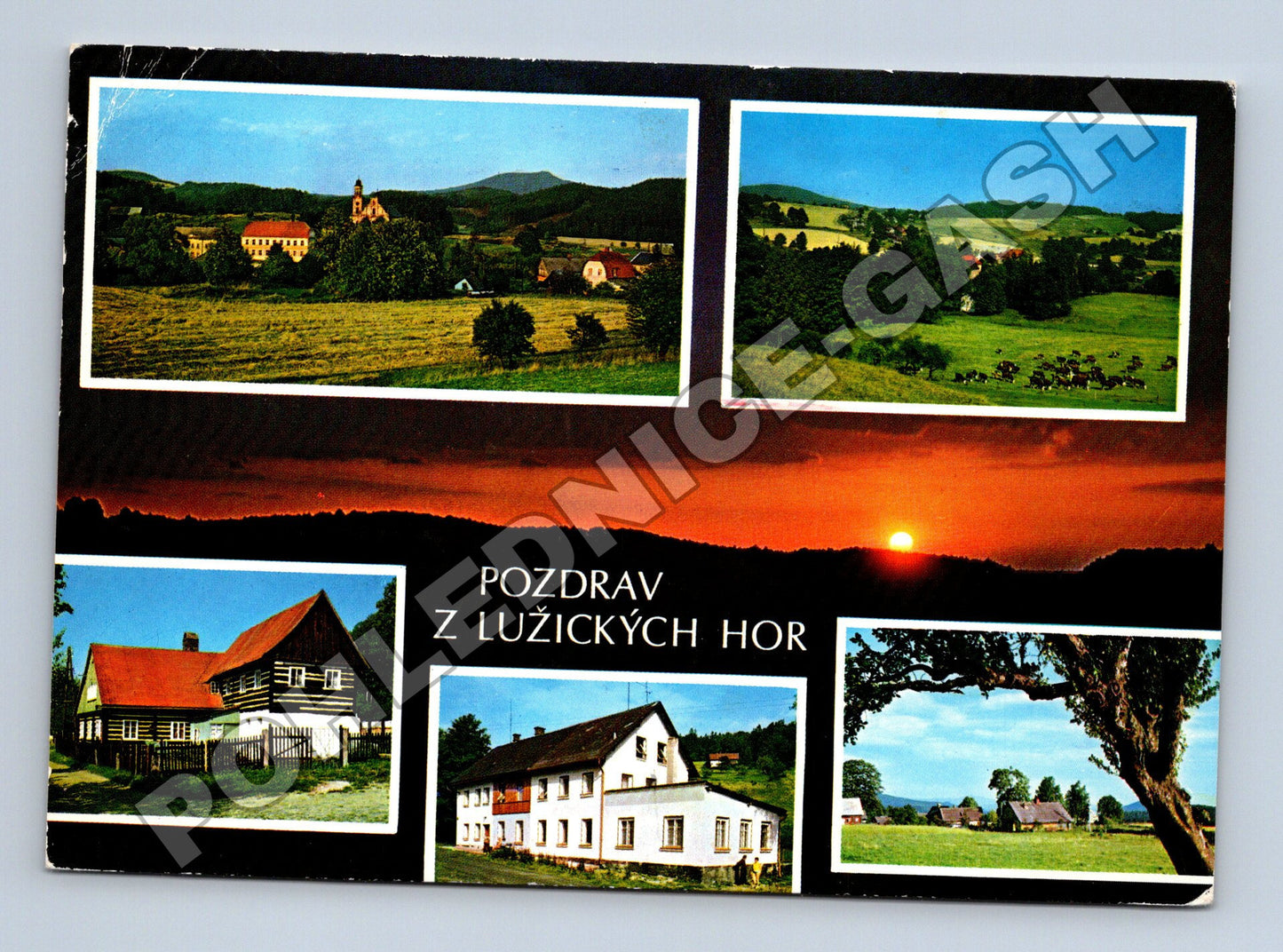 Pohlednice Lužické hory s výhledy a západem slunce 1981 (M34765)
