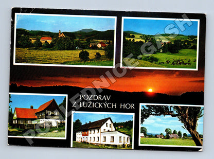 Pohlednice Lužické hory s výhledy a západem slunce 1981 (M34765)