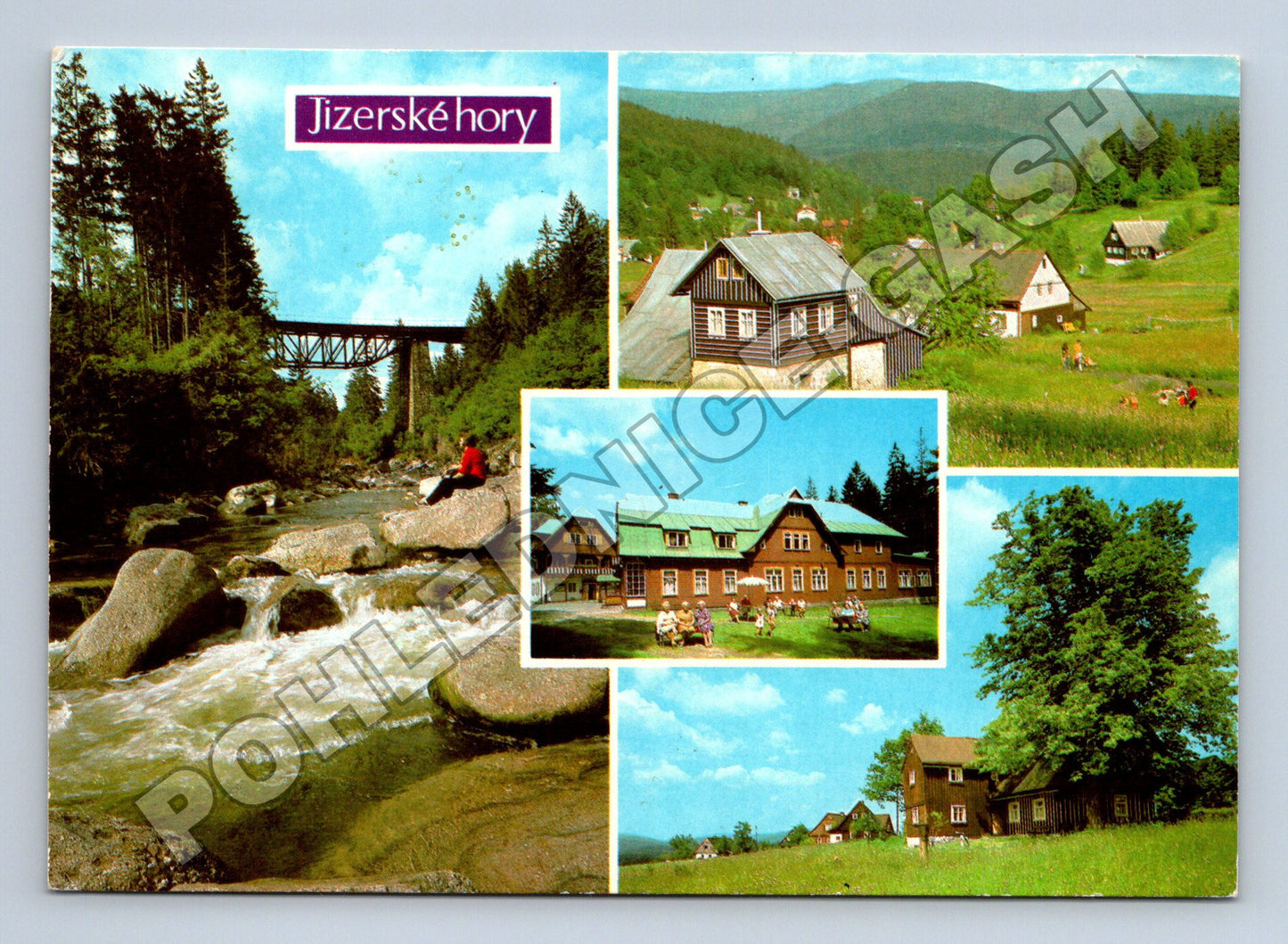 Pohlednice Jizerské hory (viadukt, chaty, Jizera) 1960s (M34797)