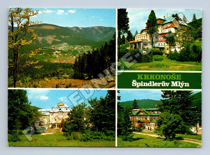 Pohlednice Krkonoše Špindlerův Mlýn hotely 1970 (M34799)