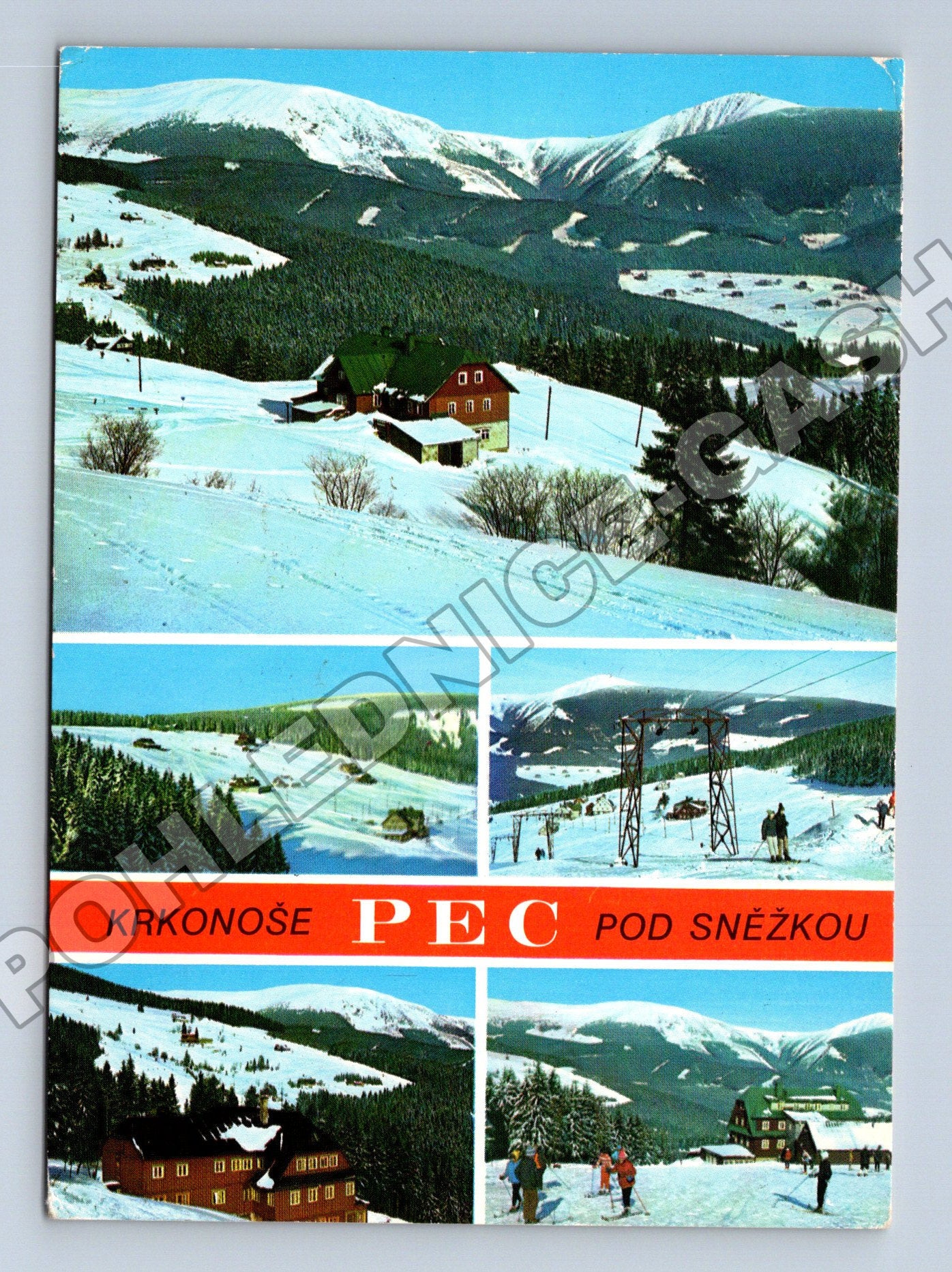 Pohlednice Pec pod Sněžkou Krkonoše zimní motiv 1970 (M34805)