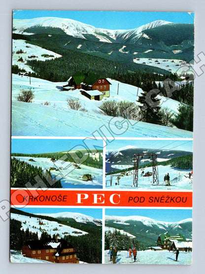 Pohlednice Pec pod Sněžkou Krkonoše zimní motiv 1970 (M34805)